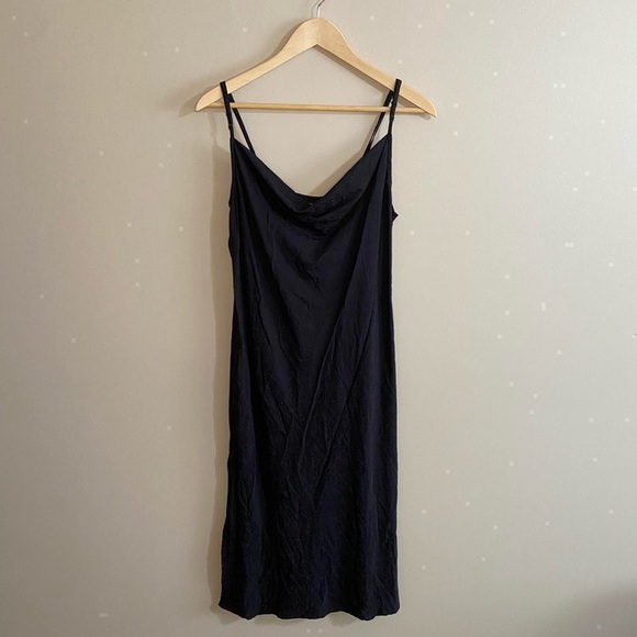 NWT Onia Deep navy midi slip dress with side slits - Picture 2 of 5